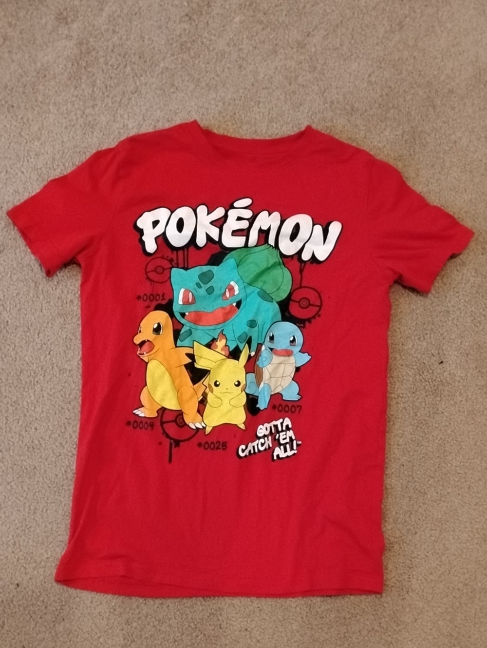 Pokemon Pikachu and Kanto Starters Short Sleeved T-Shirt - Youth XL